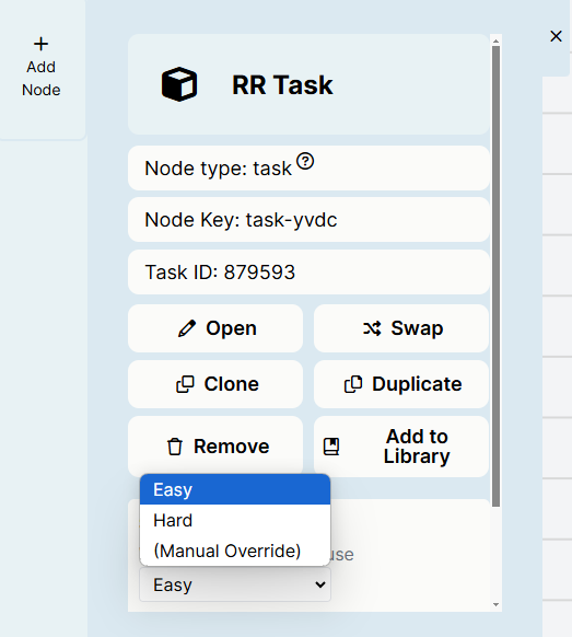 Screenshot of task node settings in New Experiment Builder showing Spreadsheet dropdown